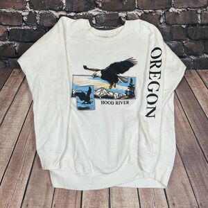 Vintage Oregon Hood River Bald Eagle Graphic Crewneck Sweatshirt RARE Size XL